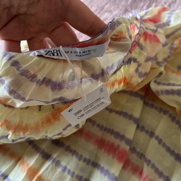 Zara midi dress yellow semi sheer sz small - Picture 7 of 8